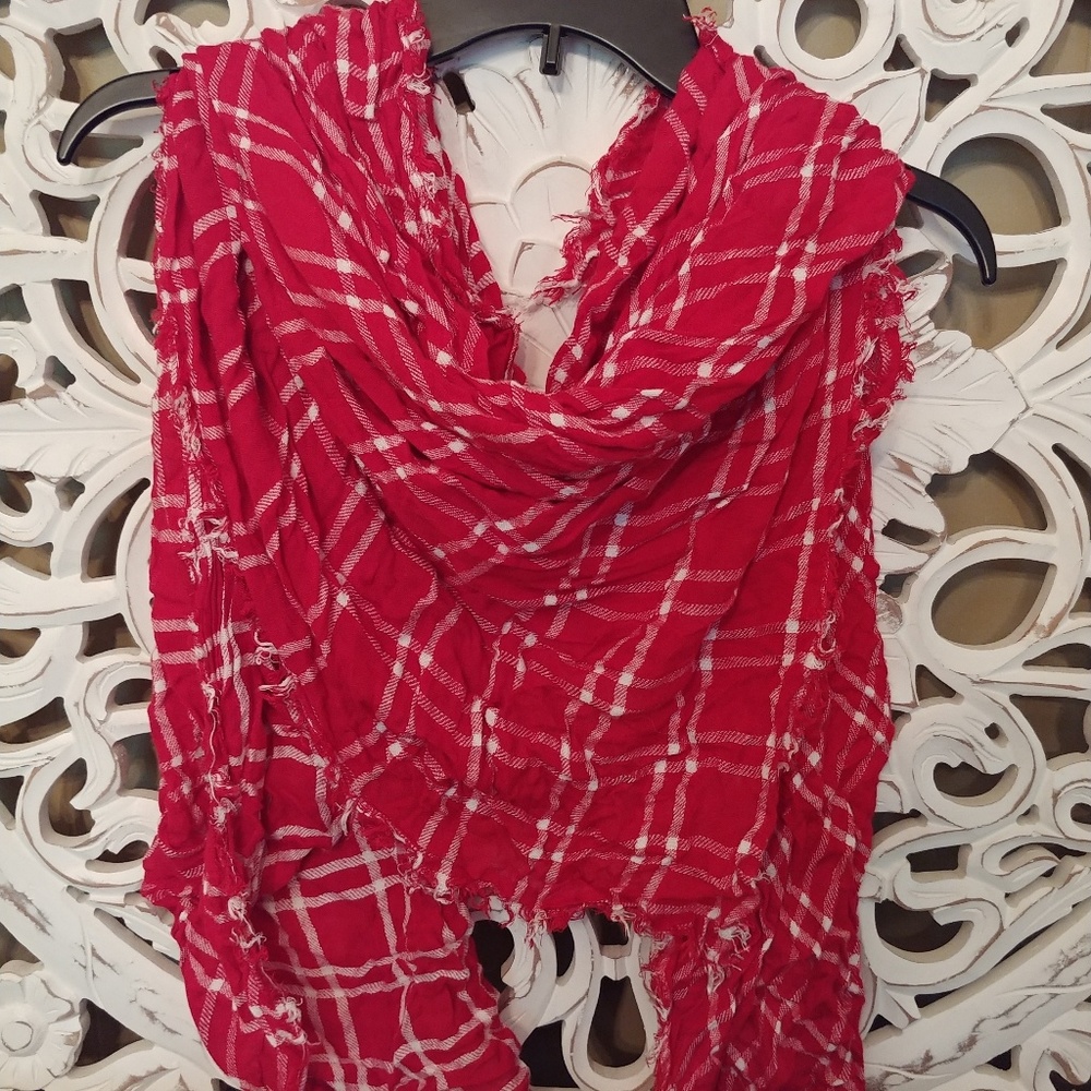 Plaid Red and White Calvin Klein Scarf